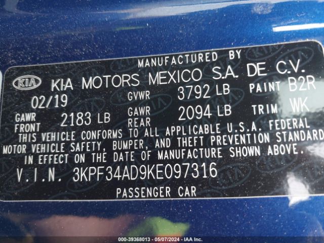 Photo 8 VIN: 3KPF34AD9KE097316 - KIA FORTE 