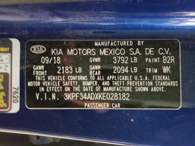 Photo 9 VIN: 3KPF34ADXKE028182 - KIA FORTE GT L 