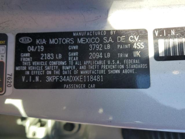 Photo 11 VIN: 3KPF34ADXKE118481 - KIA FORTE GT L 