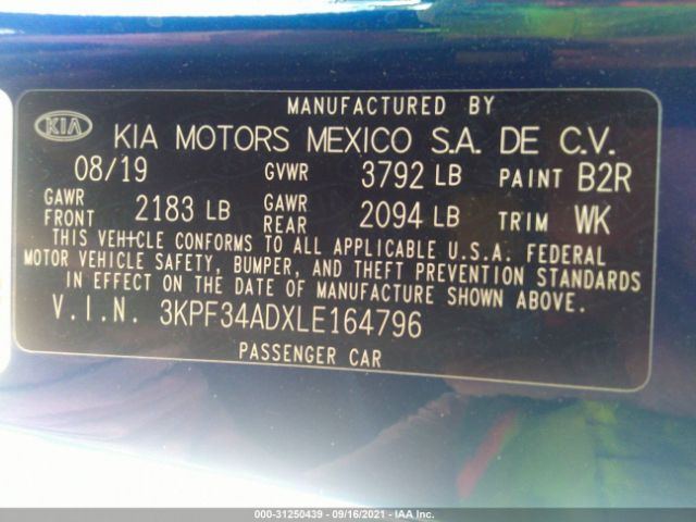 Photo 8 VIN: 3KPF34ADXLE164796 - KIA FORTE 