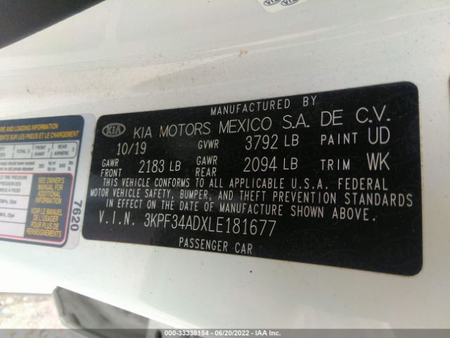 Photo 8 VIN: 3KPF34ADXLE181677 - KIA FORTE 