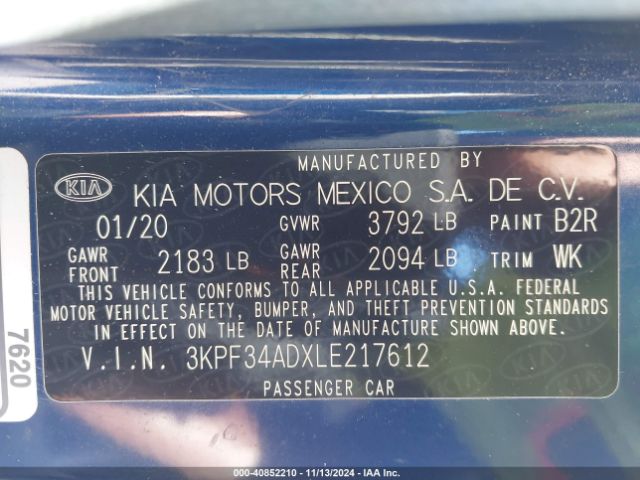 Photo 8 VIN: 3KPF34ADXLE217612 - KIA FORTE 