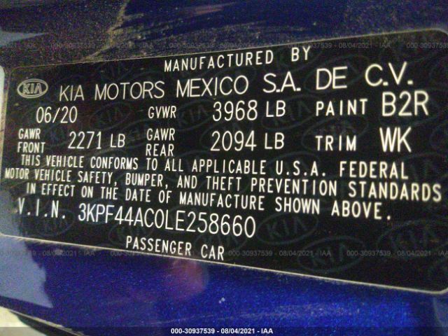 Photo 8 VIN: 3KPF44AC0LE258660 - KIA FORTE 