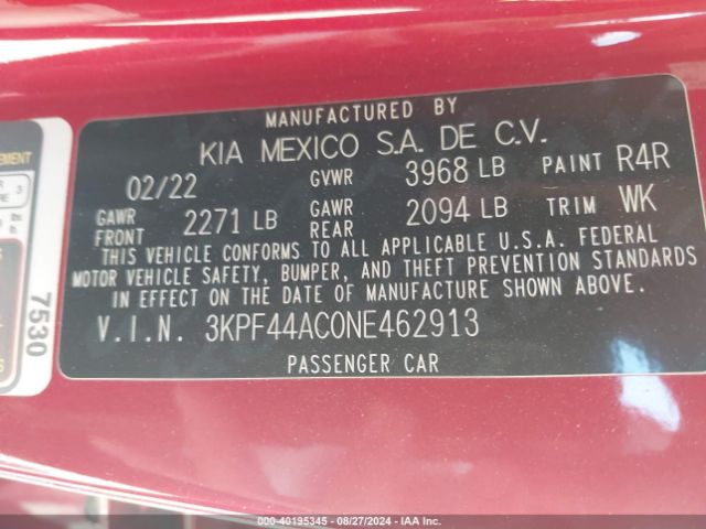 Photo 8 VIN: 3KPF44AC0NE462913 - KIA FORTE 