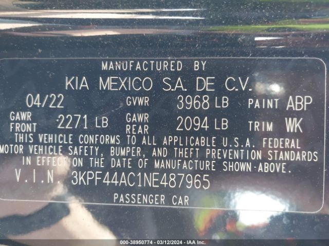 Photo 8 VIN: 3KPF44AC1NE487965 - KIA FORTE 