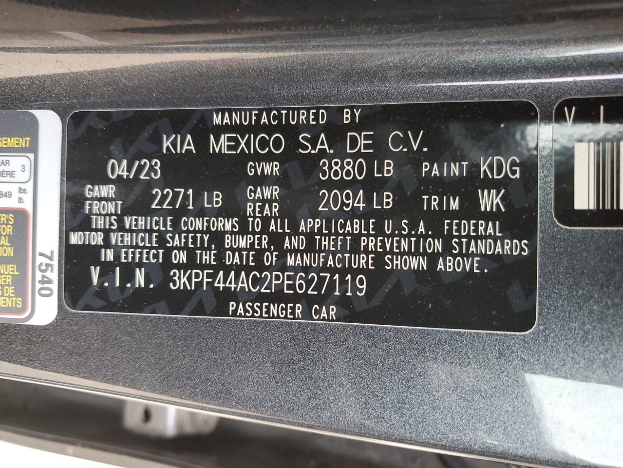 Photo 11 VIN: 3KPF44AC2PE627119 - KIA FORTE 