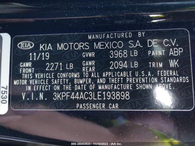 Photo 8 VIN: 3KPF44AC3LE193898 - KIA FORTE 