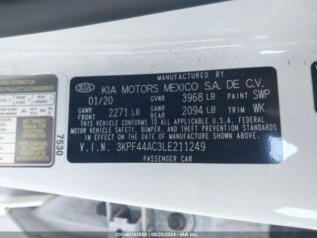 Photo 8 VIN: 3KPF44AC3LE211249 - KIA FORTE 