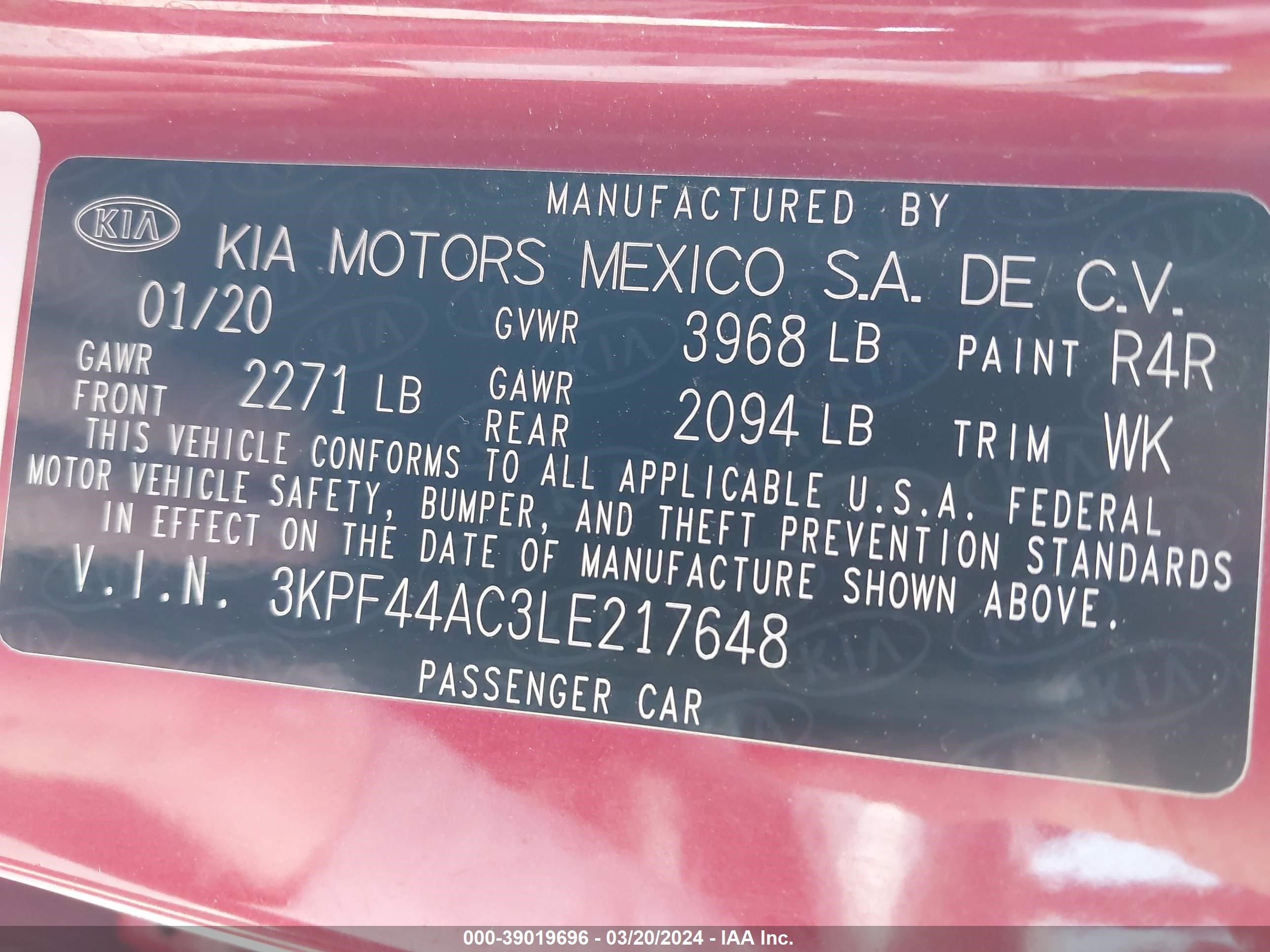 Photo 8 VIN: 3KPF44AC3LE217648 - KIA FORTE 