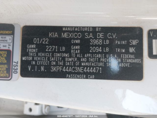 Photo 8 VIN: 3KPF44AC3NE444471 - KIA FORTE 