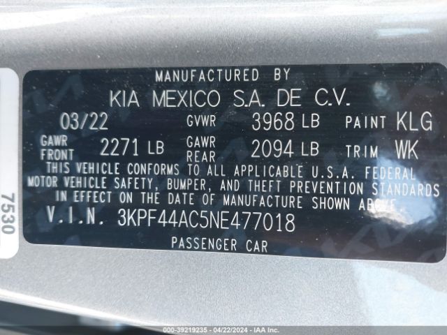 Photo 8 VIN: 3KPF44AC5NE477018 - KIA FORTE 