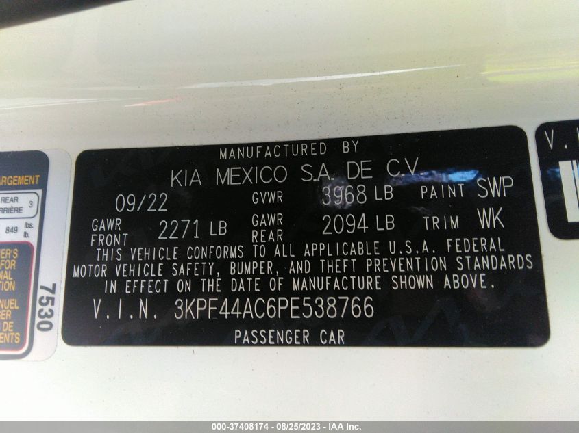 Photo 8 VIN: 3KPF44AC6PE538766 - KIA FORTE 