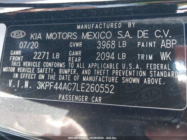 Photo 8 VIN: 3KPF44AC7LE260552 - KIA FORTE 