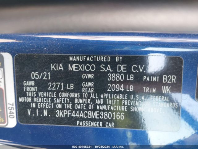 Photo 8 VIN: 3KPF44AC8ME380166 - KIA FORTE 