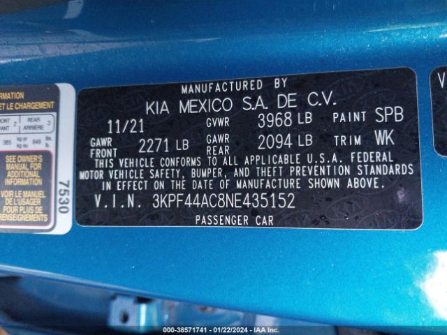 Photo 8 VIN: 3KPF44AC8NE435152 - KIA FORTE 