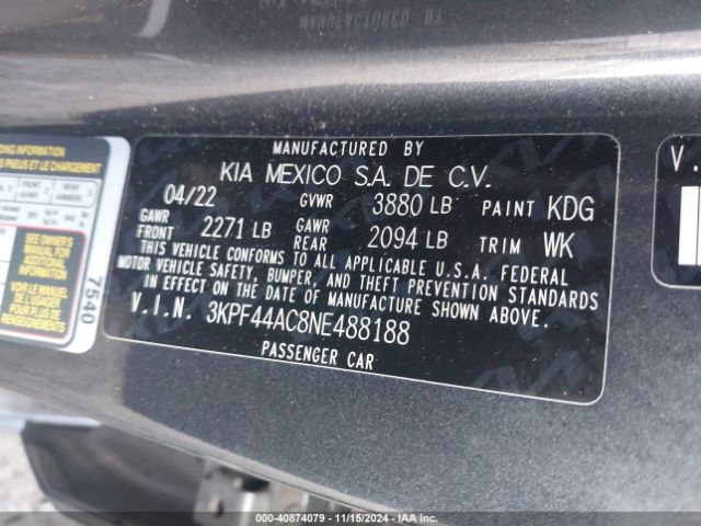 Photo 8 VIN: 3KPF44AC8NE488188 - KIA FORTE 