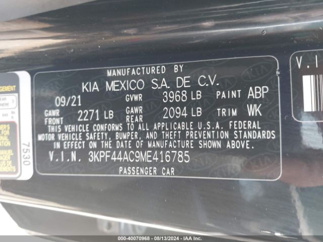 Photo 8 VIN: 3KPF44AC9ME416785 - KIA FORTE 