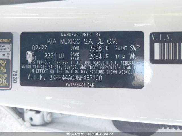 Photo 8 VIN: 3KPF44AC9NE462120 - KIA FORTE 