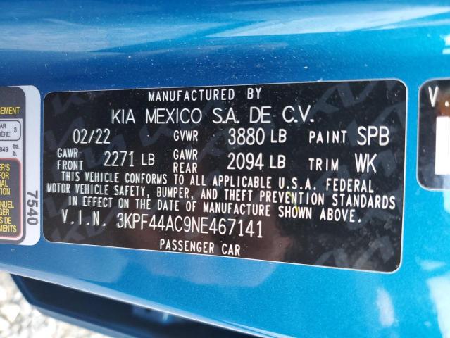 Photo 9 VIN: 3KPF44AC9NE467141 - KIA FORTE GT 