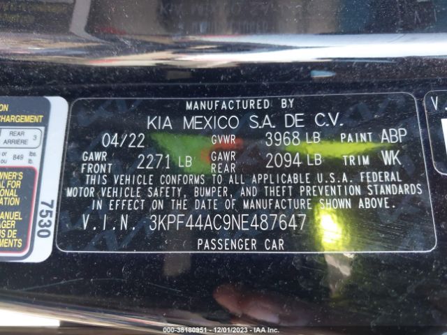 Photo 8 VIN: 3KPF44AC9NE487647 - KIA FORTE 