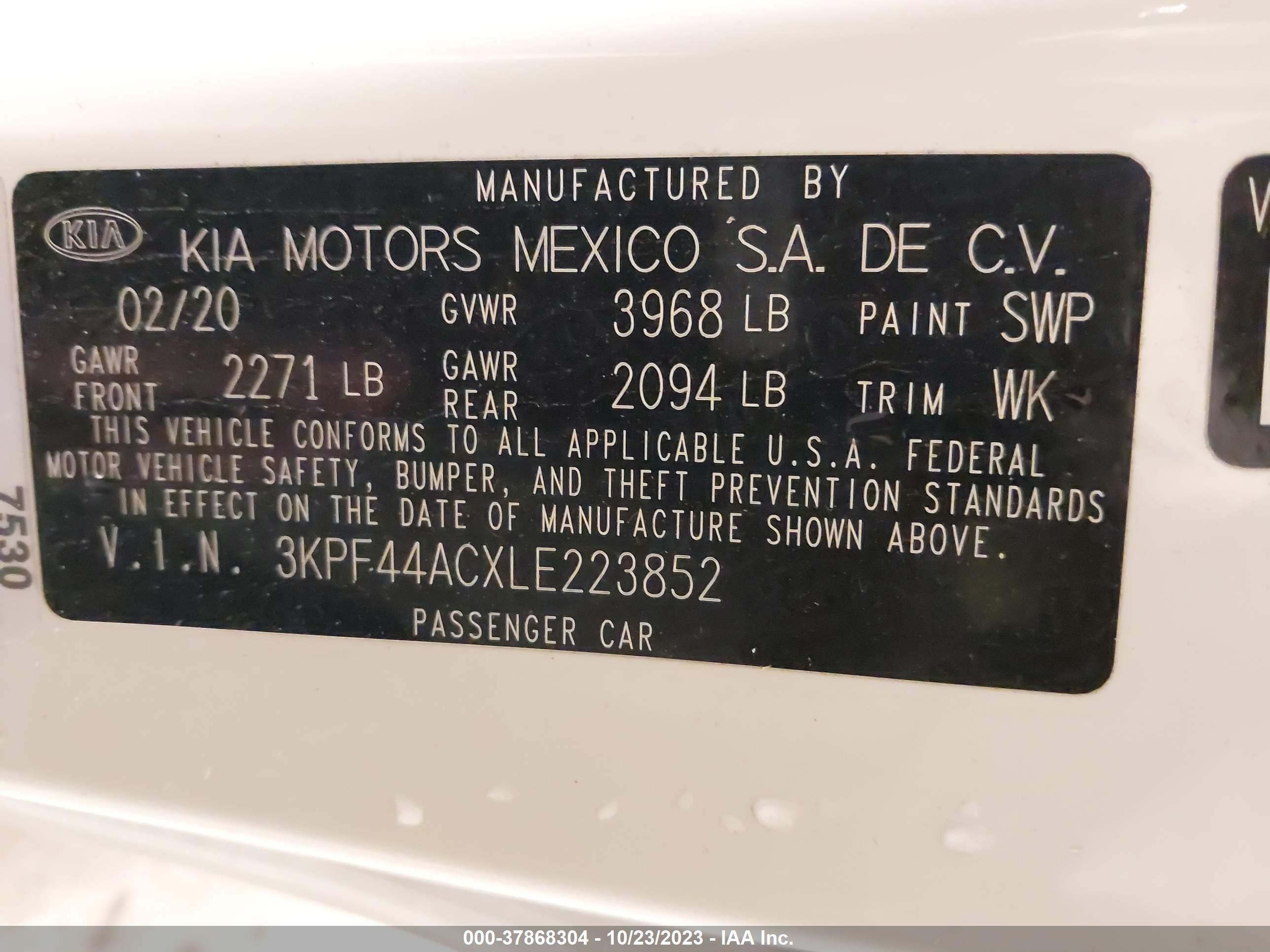 Photo 8 VIN: 3KPF44ACXLE223852 - KIA FORTE 