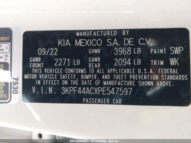 Photo 8 VIN: 3KPF44ACXPE547597 - KIA FORTE 