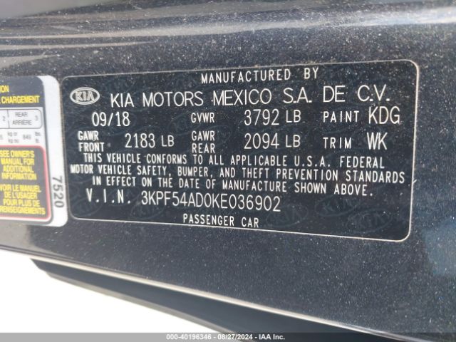 Photo 8 VIN: 3KPF54AD0KE036902 - KIA FORTE 