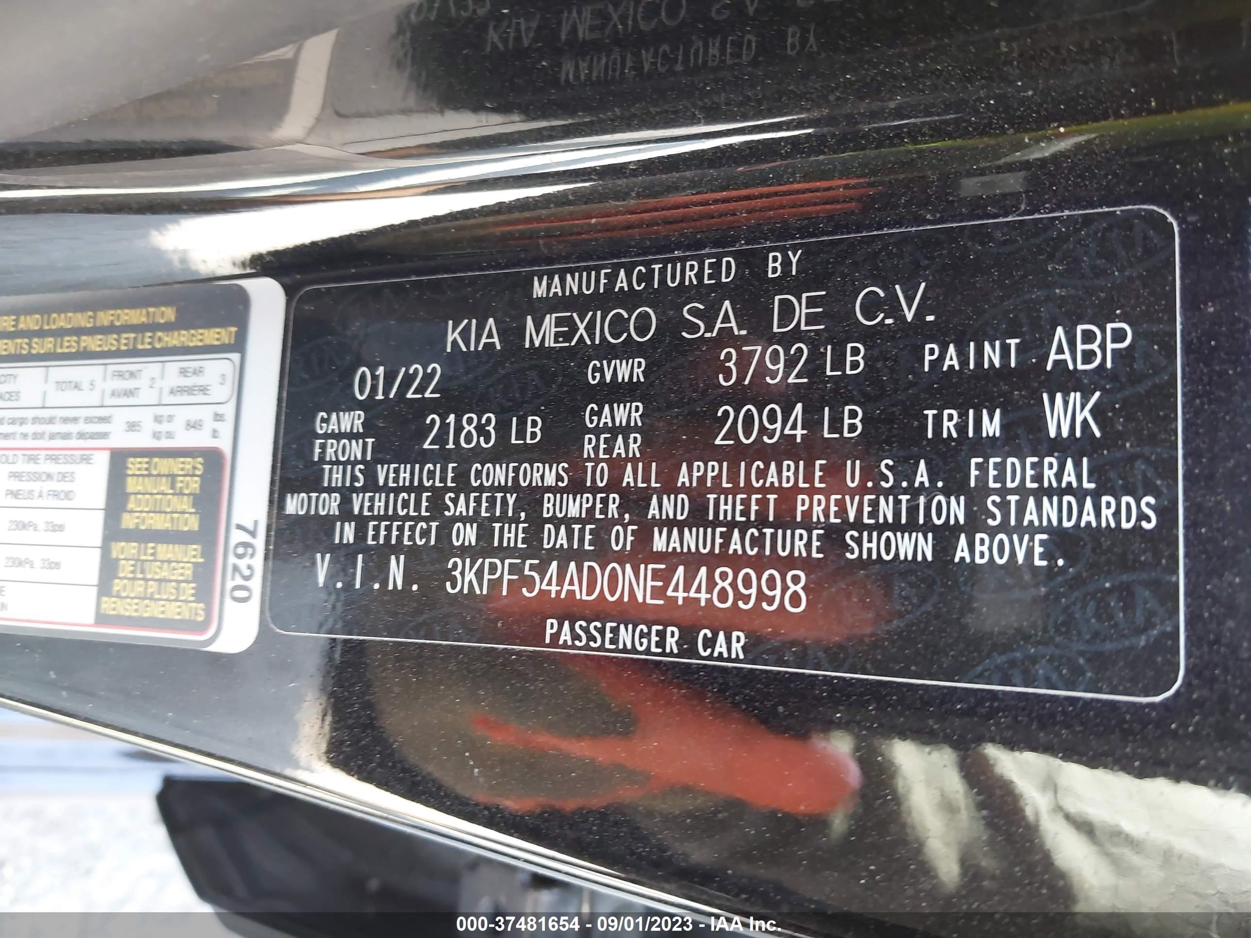 Photo 8 VIN: 3KPF54AD0NE448998 - KIA FORTE 