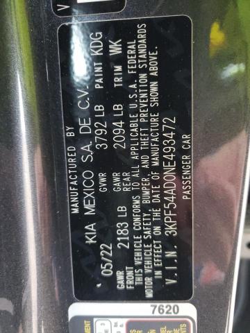 Photo 9 VIN: 3KPF54AD0NE493472 - KIA FORTE GT L 