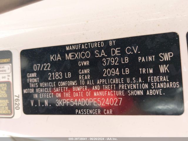 Photo 8 VIN: 3KPF54AD0PE524027 - KIA FORTE 