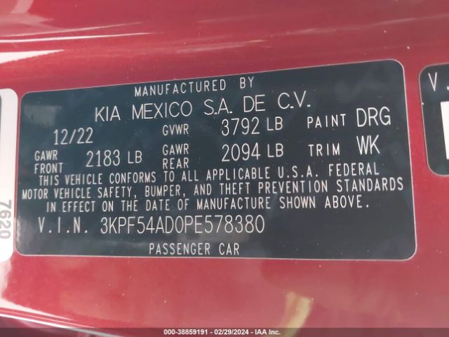 Photo 8 VIN: 3KPF54AD0PE578380 - KIA FORTE 