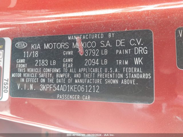 Photo 8 VIN: 3KPF54AD1KE061212 - KIA FORTE 