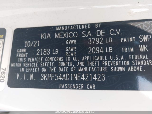 Photo 8 VIN: 3KPF54AD1NE421423 - KIA FORTE 