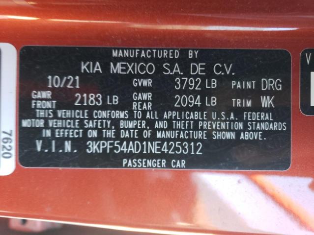 Photo 12 VIN: 3KPF54AD1NE425312 - KIA FORTE GT L 