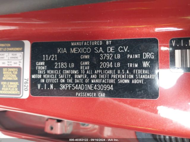 Photo 8 VIN: 3KPF54AD1NE430994 - KIA FORTE 