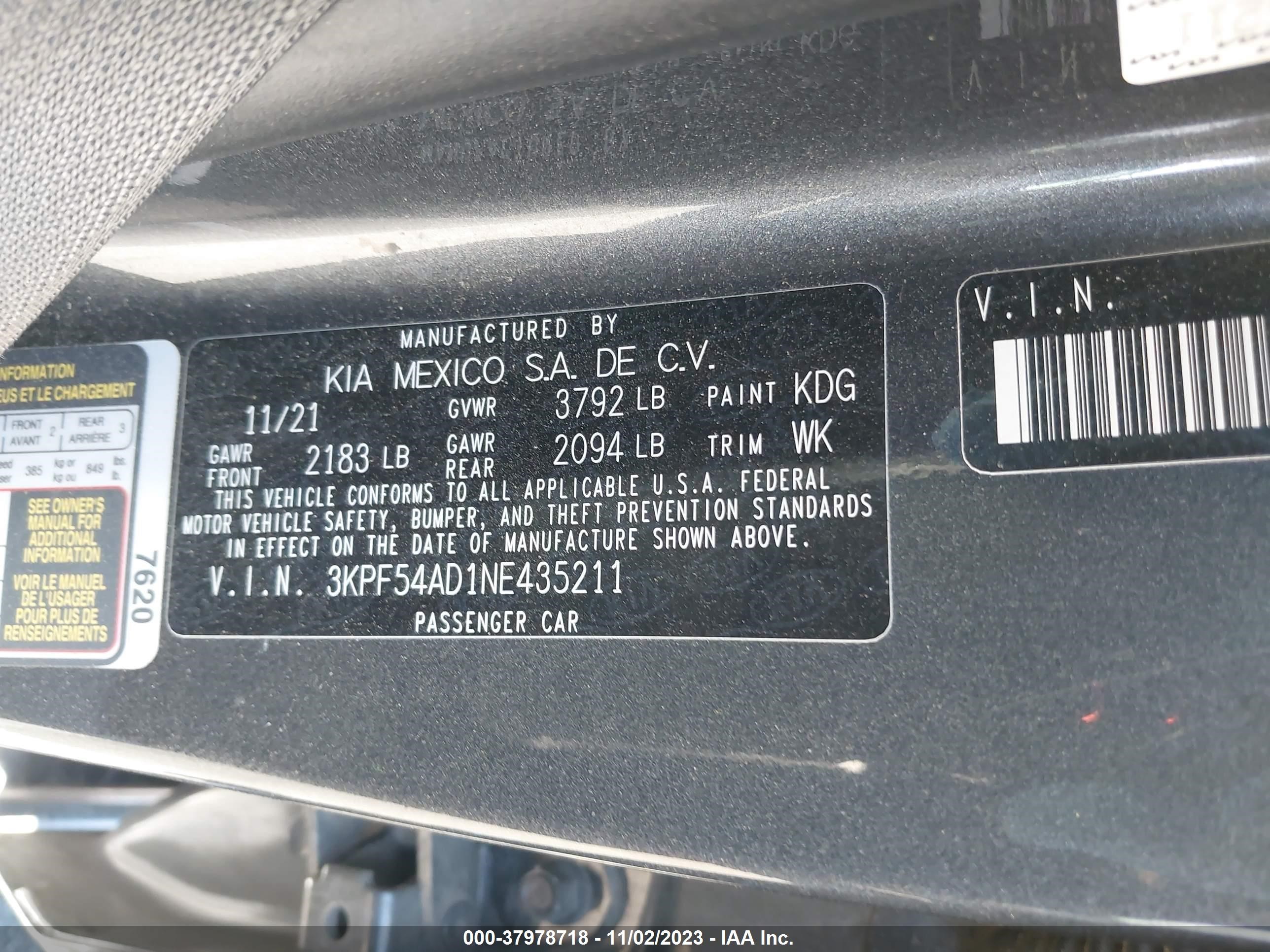 Photo 8 VIN: 3KPF54AD1NE435211 - KIA FORTE 