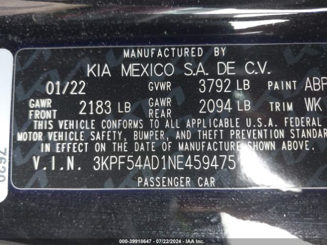 Photo 8 VIN: 3KPF54AD1NE459475 - KIA FORTE 