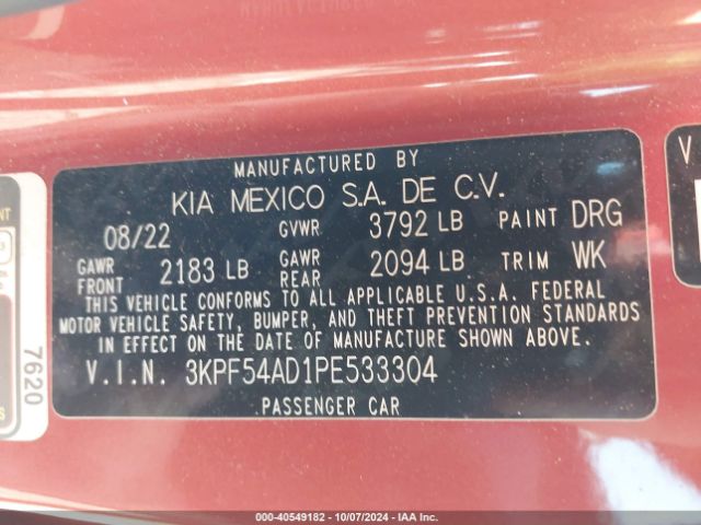 Photo 8 VIN: 3KPF54AD1PE533304 - KIA FORTE 