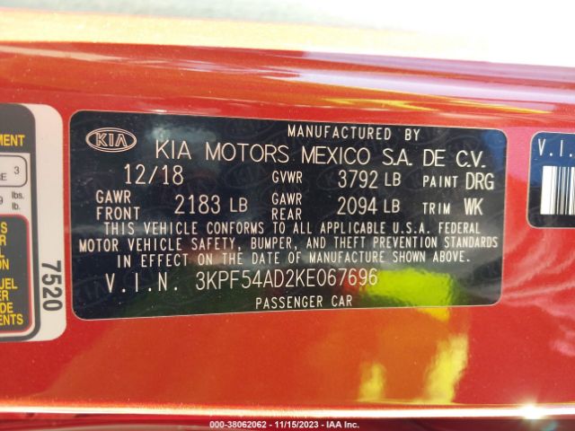 Photo 8 VIN: 3KPF54AD2KE067696 - KIA FORTE 