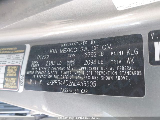 Photo 8 VIN: 3KPF54AD2NE456505 - KIA FORTE 