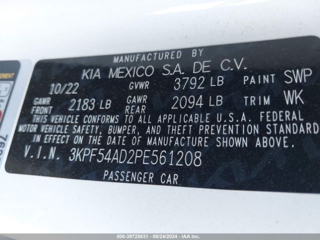 Photo 8 VIN: 3KPF54AD2PE561208 - KIA FORTE 