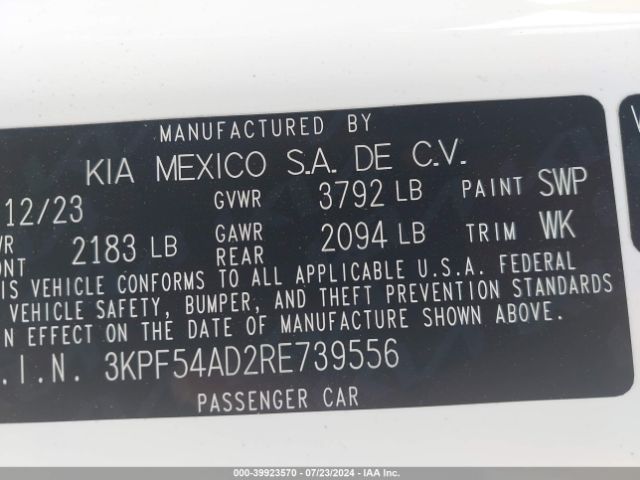 Photo 8 VIN: 3KPF54AD2RE739556 - KIA FORTE 