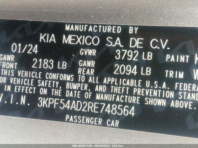 Photo 8 VIN: 3KPF54AD2RE748564 - KIA FORTE 