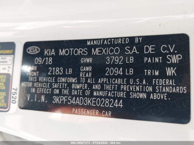 Photo 8 VIN: 3KPF54AD3KE028244 - KIA FORTE 