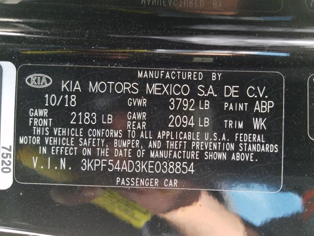 Photo 9 VIN: 3KPF54AD3KE038854 - KIA FORTE EX 