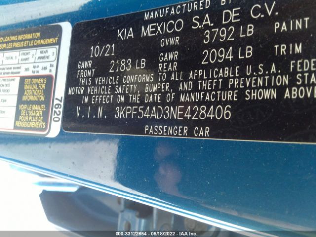 Photo 8 VIN: 3KPF54AD3NE428406 - KIA FORTE 