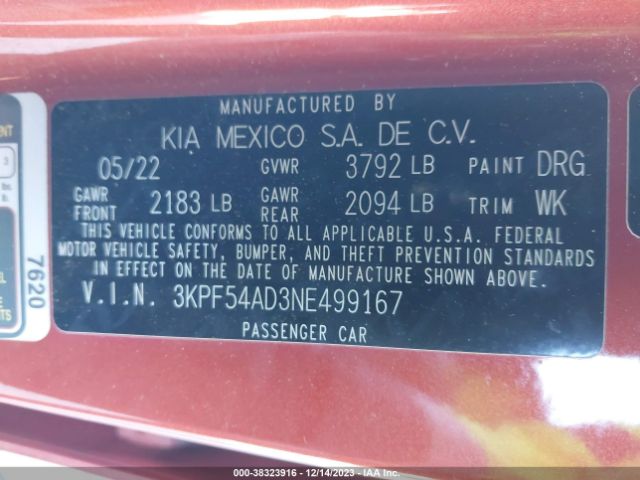 Photo 8 VIN: 3KPF54AD3NE499167 - KIA FORTE 