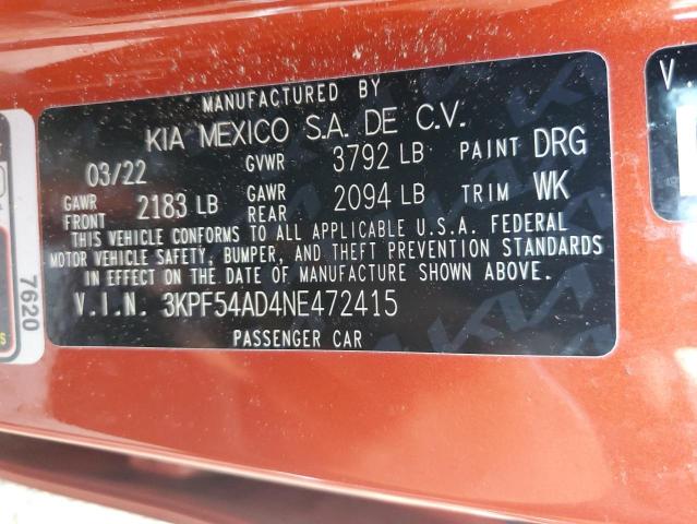 Photo 12 VIN: 3KPF54AD4NE472415 - KIA FORTE GT L 