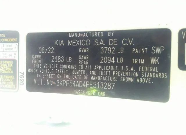 Photo 8 VIN: 3KPF54AD4PE513287 - KIA FORTE 