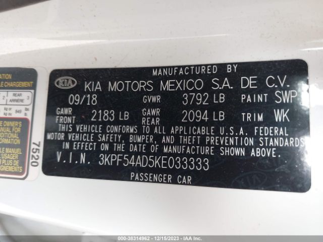 Photo 8 VIN: 3KPF54AD5KE033333 - KIA FORTE 